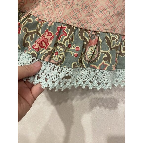 Matilda Jane Cooling Off Shirt Girls 6 Ruffle Strap Lace Trim Floral Polka Dot - Picture 2 of 4